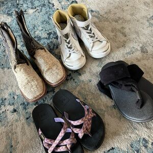 White and Yellow Kids Sneakers